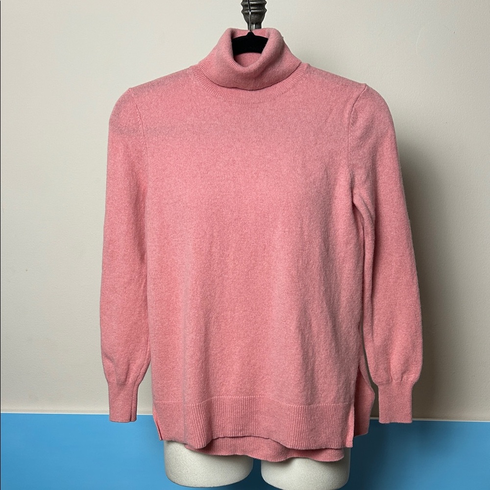 Massimo Dutti Wool Cashmere Pink/ Coral Turtle Neck Sweater size small